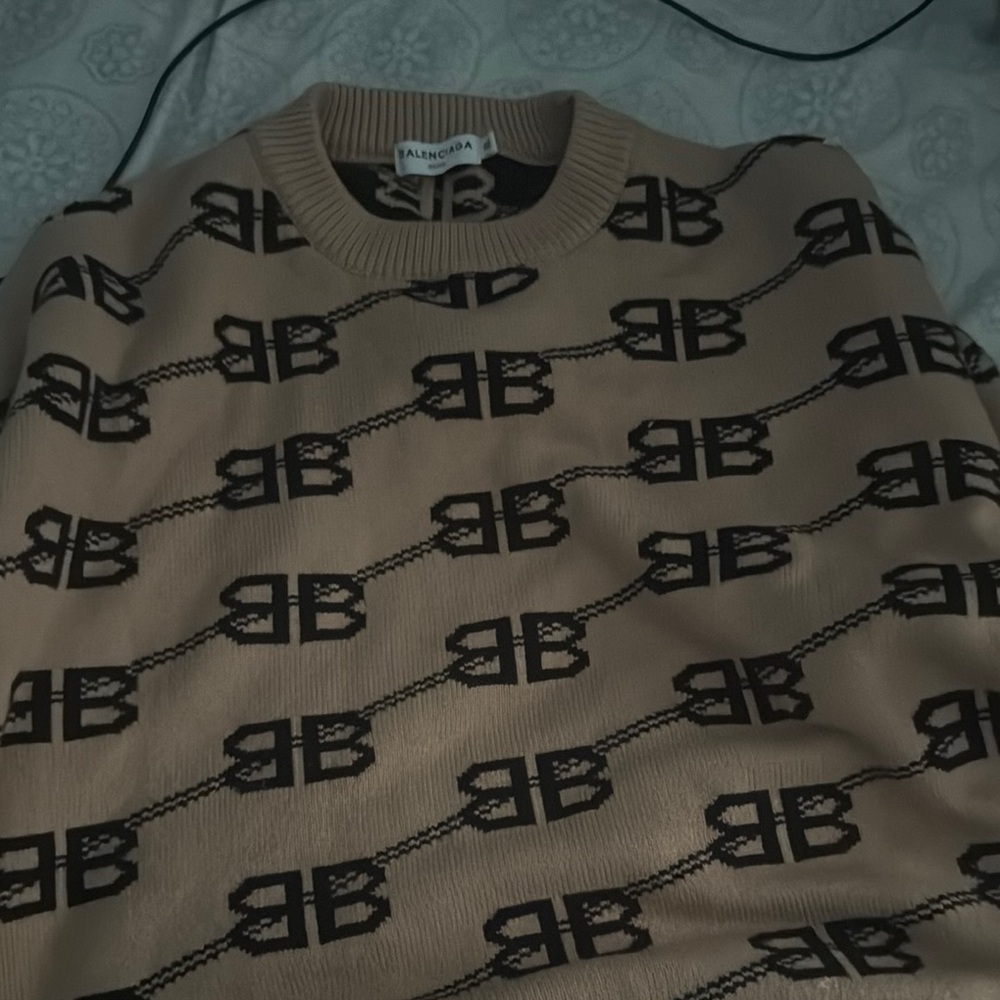 Balenciaga Tan and Black Crewneck Sweater